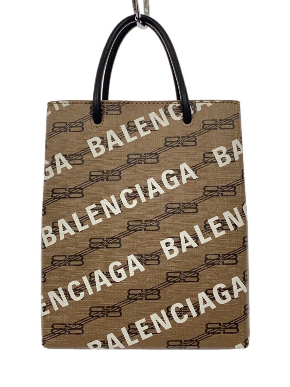 Balenciaga Shopping Phone Bag iconic all over logo Beige Tan